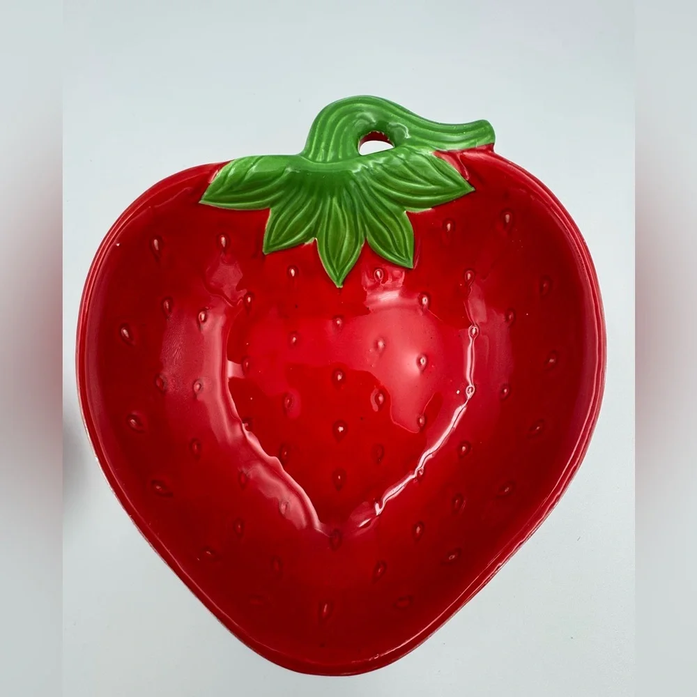 Vintage Knobler Japan Strawberry Bowl Set‎ Red Fruit Dish Cottagecore